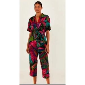 FARM Rio Colorful Leaf Print Jumpsuit